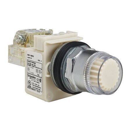 Schneider Electric Illuminated Push Button, 30 mm, 1NO/1NC, White 9001K1L35WH13