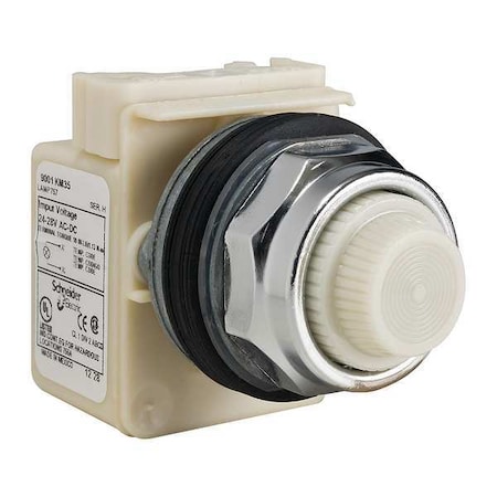 Schneider Electric Pilot Light, Incan, White, 24-28VAC/DC 9001KP35W31