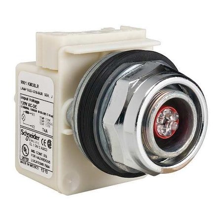 Schneider Electric Pilot Light, LED, Red, 120VAC/DC, No Lens 9001KP38LR