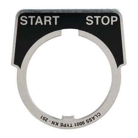 Schneider Electric Legend Plate, Half Round, Start-Stop, Black 9001KN251