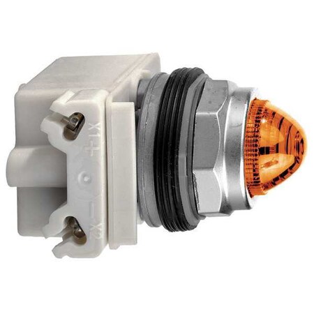 Schneider Electric Pilot Light, Amber, Plastic Domed Lens 9001KP1A9