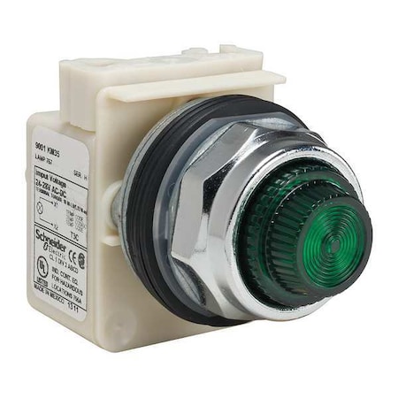 Schneider Electric Pilot Light, Green, Plastic Fresnel Lens 9001KP35G31