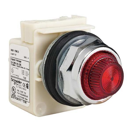 Schneider Electric Pilot Light, Incan, Red, 24-28VAC/DC 9001KP35R31