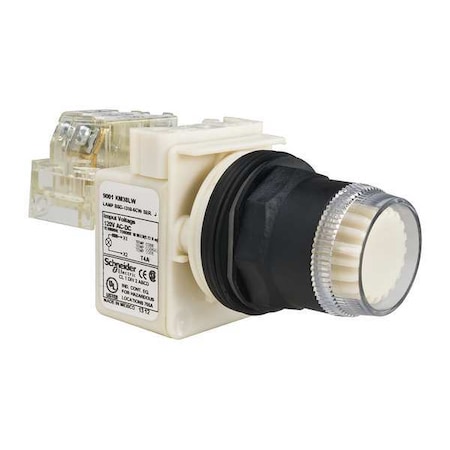 Schneider Electric Illuminated Push Button, 30 mm, 1NO/1NC, White 9001SK1L38LWWH13
