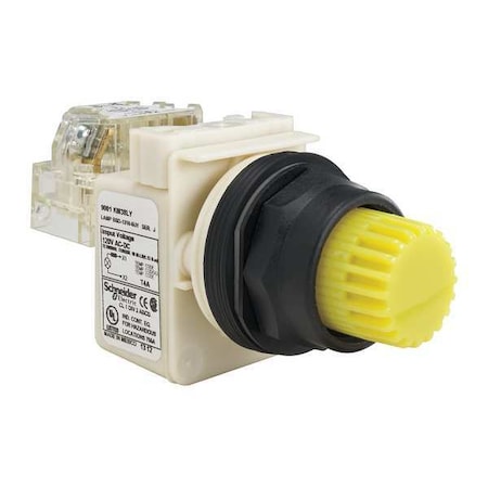 Schneider Electric Illuminated Push Button, 30 mm, 1NO/1NC, Yellow 9001SK2L38LYYH13