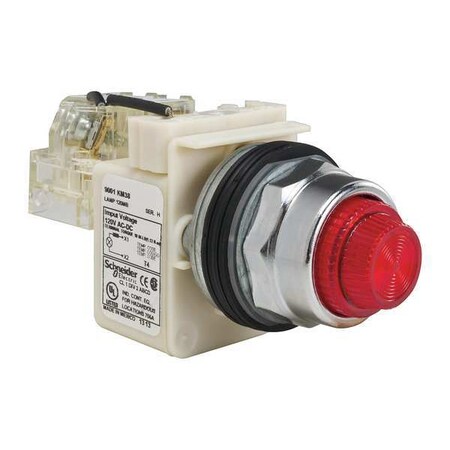 Schneider Electric Push to Test Pilot Light, Red, Incand 9001KT38R31