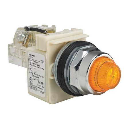 Schneider Electric Push to Test Pilot Light, Amber, Incand 9001KT1A31