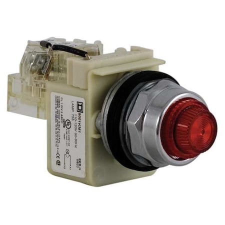 Schneider Electric Push to Test Pilot Light, Red, Incand 9001KT1R31