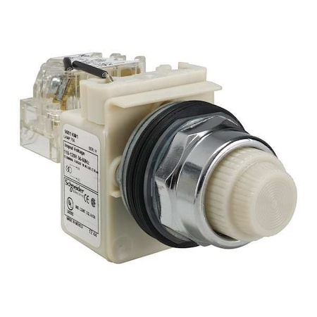Schneider Electric Push to Test Pilot Light, White, Incand 9001KT1W31