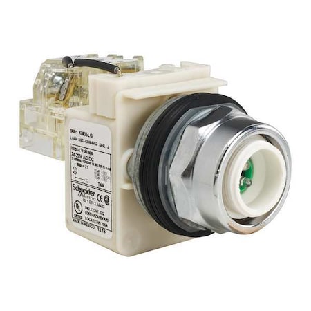 Schneider Electric Push to Test Pilot Light, Green, LED 9001KT35LG