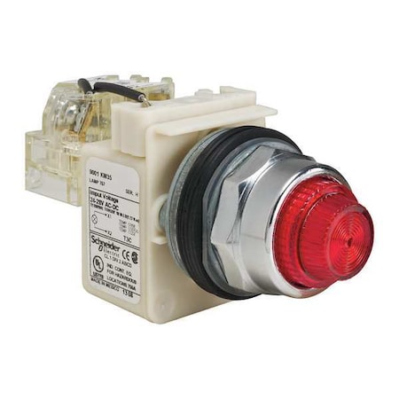 Schneider Electric Push to Test Pilot Light, Red, Incand 9001KT35R31