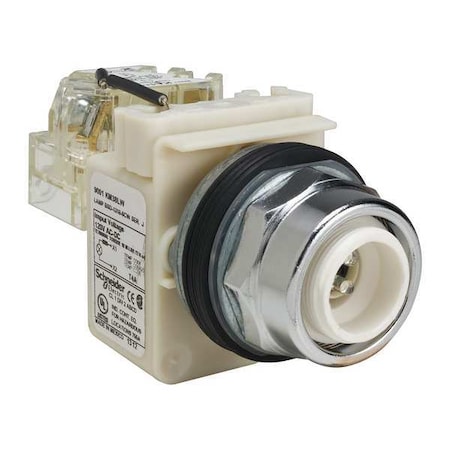 Schneider Electric Push to Test Pilot Light, White, LED 9001KT38LW