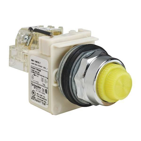 Schneider Electric Push to Test Pilot Light, Yellow, LED 9001KT38LYY31