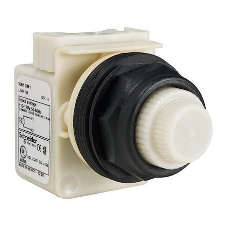 Schneider Electric Pilot Light, Incan, White, 110-120V 9001SKP1W31
