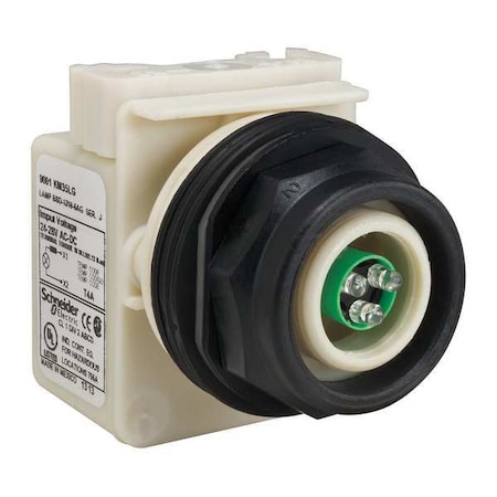 Schneider Electric Pilot Light, LED, Green, No Lens 9001SKP35LG