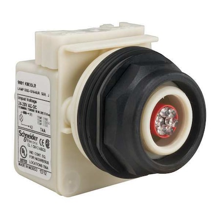 Schneider Electric Pilot Light, LED, Red, 24-28VAC/DC, No Lens 9001SKP35LR