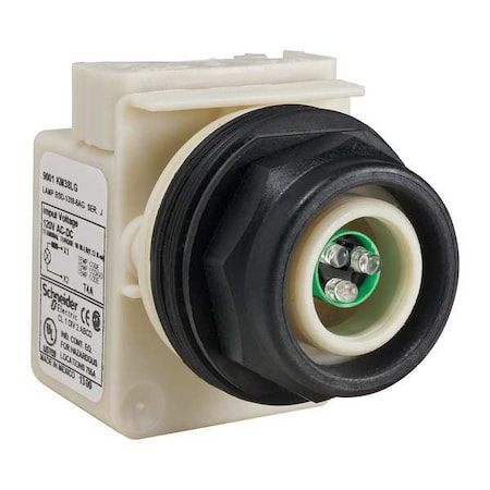 Schneider Electric Pilot Light, LED, Green, 120VAC/DC, No Lens 9001SKP38LG