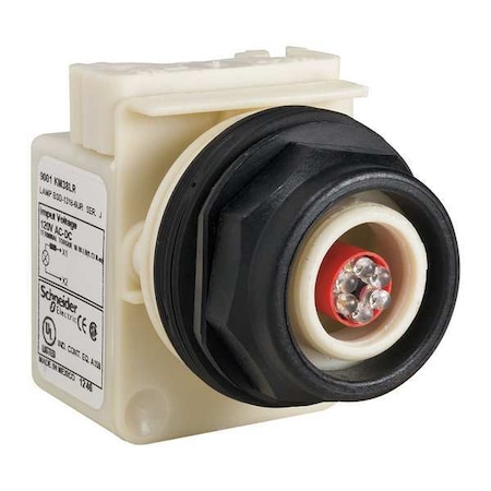 Schneider Electric Pilot Light, LED, Red, 120VAC/DC, No Lens 9001SKP38LR