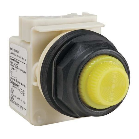 Schneider Electric Pilot Light, LED, Yellow, 120V, Fresnel Lens 9001SKP38LYY31