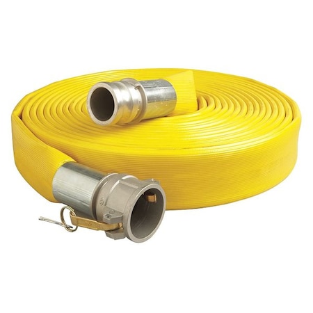 Zoro Select 2" ID x 50 ft PVC Water Discharge Hose 200 PSI YL 45DU16