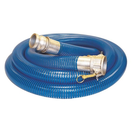 Kuriyama 2" ID x 20 ft PVC Water Suction Hose 90 PSI Clear/BL 45DU71