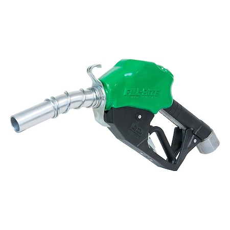 FILL-RITE Fuel Nozzle, Non-Metered Auto Shutoff, 25 gpm Max Flow Rate, 1 in NPT, Aluminum, Green Cover N100DAU12G