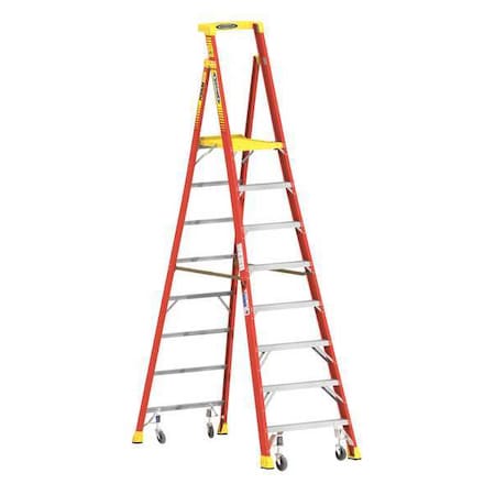 Werner 11 ft Fiberglass Podium Stepladder, 300 lb Capacity PD6208-4C