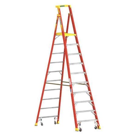 Werner 13 ft Fiberglass Podium Stepladder, 300 lb Capacity PD6210-4C