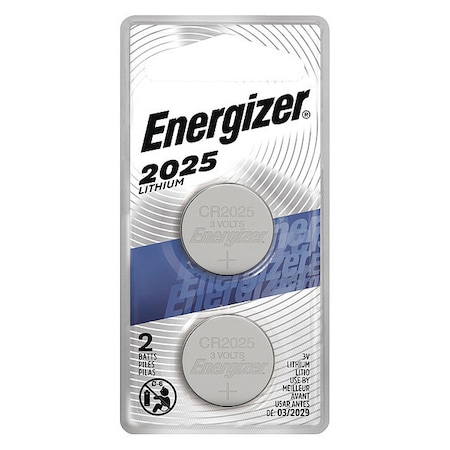 Energizer Energizer 2025 Lithium Coin Battery, 2 Pack - For Multipurpose - 3 V DC - 2 / Pack 2025BP-2N