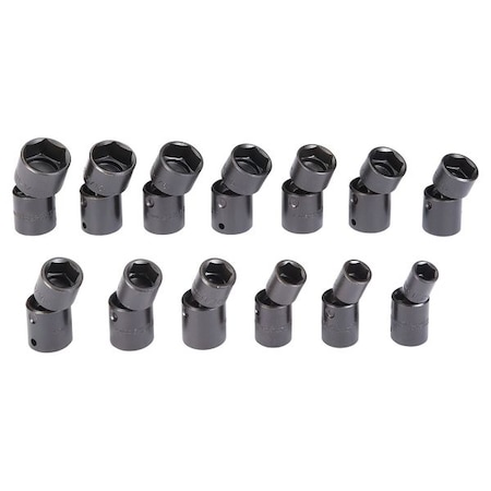 Proto 1/2" Drive Universal Impact Socket, SAE, 13 pcs, Black Oxide J74143