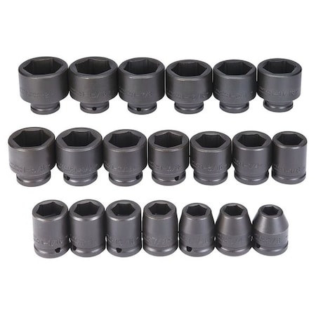 Proto Impact Socket Set, 3/4 in Drive Size, SAE, Black Oxide, 20-Piece J72103