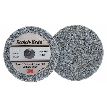 Scotch-Brite Unitized Wheel, 2 in Dia, 1/4 in W, TR Arbor Hole 61500301561