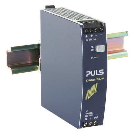 Puls DC Power Supply, 100/120V AC; 200/240V AC, 24/28V DC, 120 W, 4.3 A, DIN Rail CS5.241