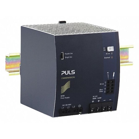 Puls DC Power Supply, 380/480V AC, 24/28V DC, 960 W, 40 A, DIN Rail QT40.241