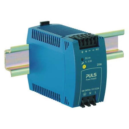 Puls DC Power Supply, 100/240V AC, 5/5.5V DC, 25 W, 5 A, DIN Rail ML30.101