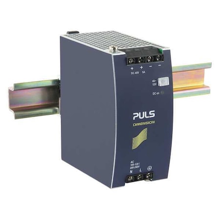 Puls DC Power Supply, 100/120V AC; 200/240V AC, 48/52V DC, 240 W, 5 A, DIN Rail CS10.481