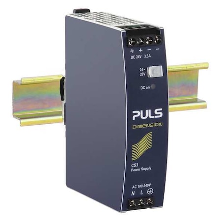 Puls DC Power Supply, 100/240V AC, 24/28V DC, 80 W, 2.7 A, DIN Rail CS3.241