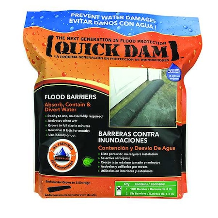 Quick Dam Flood Barrier, 10 ft.L, 3-1/2"H QD610-1ES