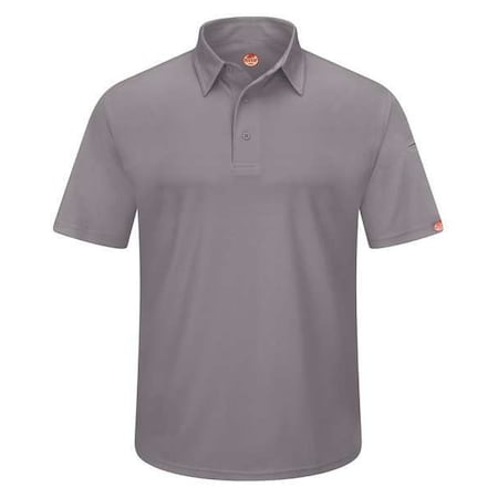 Red Kap Men's Short Sleeve Polo, Polyester, Button, 2 Pocket(s), Gray, S SK90GY SS S