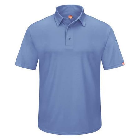 Red Kap Men's Short Sleeve Polo, Polyester, Button, 2 Pocket(s), Medium Blue, S SK90MB SS S