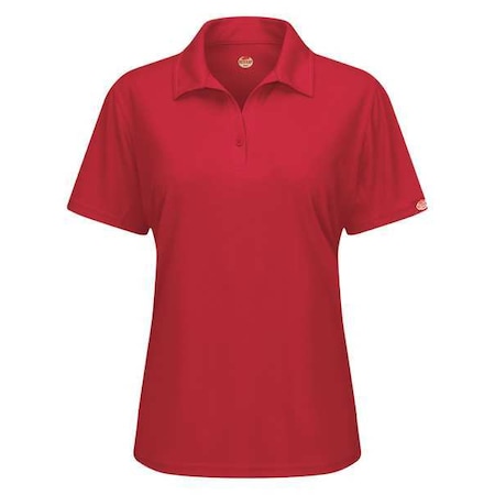 Red Kap Women's Short Sleeve Polo, Polyester, Button, 0 Pocket(s), Red, XS SK91RD SS XS