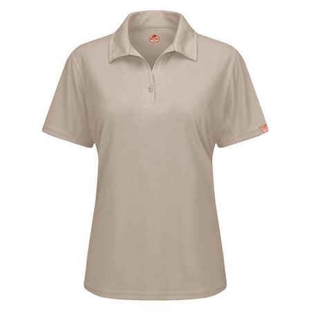 Red Kap Women's Short Sleeve Polo, Polyester, Button, 0 Pocket(s), Tan, L SK91TN SS L