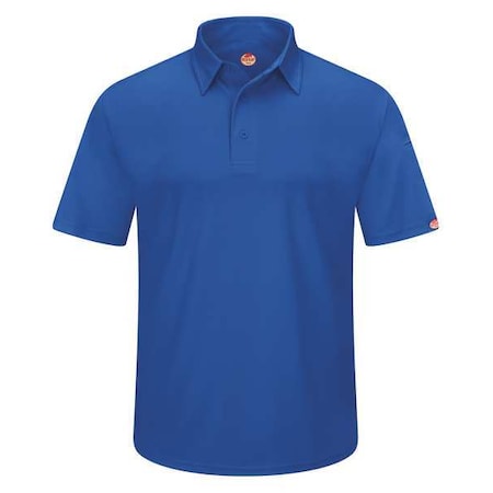 Red Kap Men's Short Sleeve Polo, Polyester, Button, 2 Pocket(s), Royal Blue, 5XL SK90RB SS 5XL