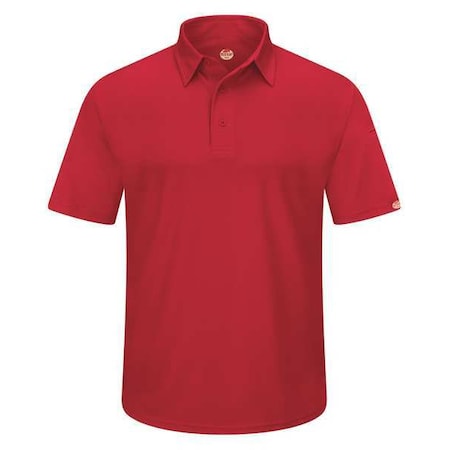 Red Kap Men's Short Sleeve Polo, Polyester, Button, 2 Pocket(s), Red, S SK90RD SS S