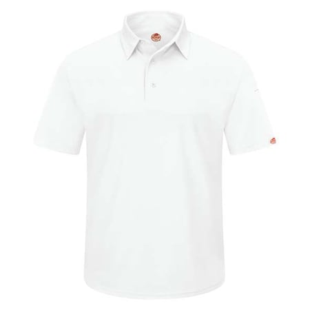 Red Kap Men's Short Sleeve Polo, Polyester, Button, 2 Pocket(s), White, M SK90WH SS M