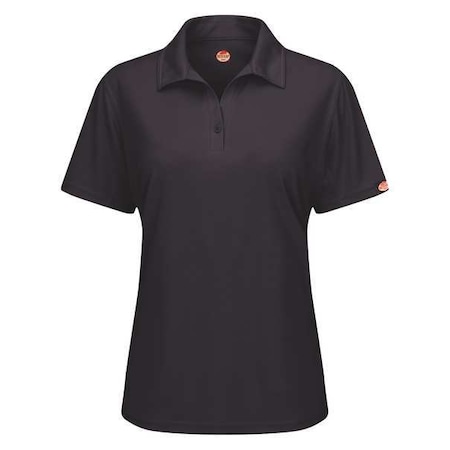 Red Kap Women's Short Sleeve Polo, Polyester, Button, 0 Pocket(s), Black, L SK91BK SS L