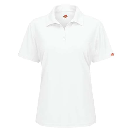 Red Kap Women's Short Sleeve Polo, Polyester, Button, 0 Pocket(s), White, L SK91WH SS L