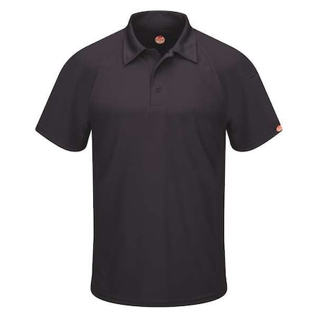 Red Kap Men's Short Sleeve Polo, Polyester, Button, 2 Pocket(s), Black, L SK92BK SS L