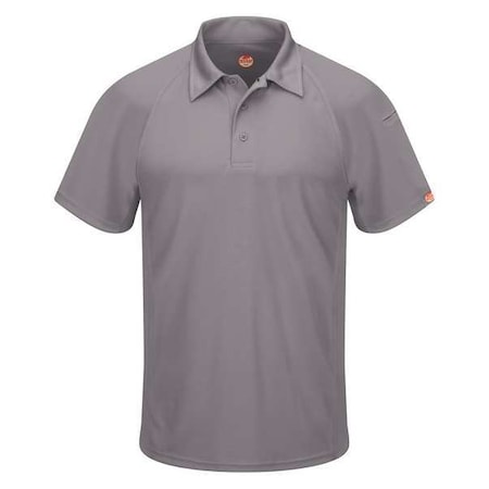 Red Kap Men's Short Sleeve Polo, Polyester, Button, 2 Pocket(s), Gray, 4XL SK92GY SS 4XL
