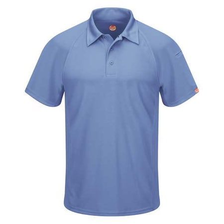 Red Kap Men's Short Sleeve Polo, Polyester, Button, 2 Pocket(s), Medium Blue, L SK92MB SS L